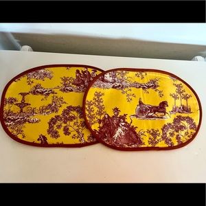 2 antique print handmade cloth placemats
